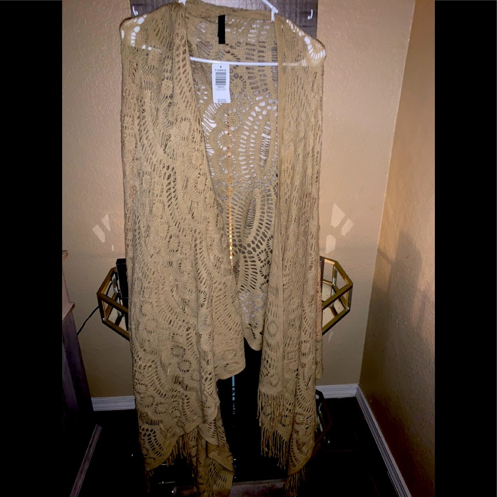 Torrid cream knit kimono size 0 14-16 NWT